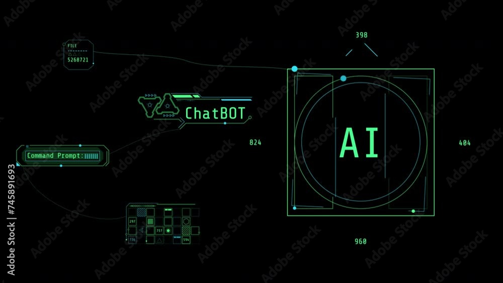 Poster animated infographics on the theme of generative ai technology.