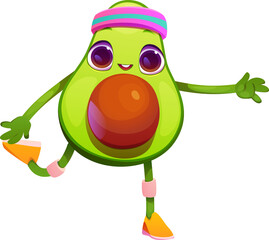 Avocado Fruit Mascot Doing Exercises