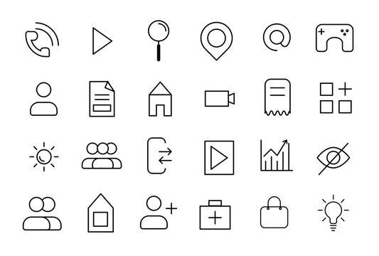 User Interface Essential Icon Set. Line Outline Icons. For App, Web, Print. UI UX Icon collection.