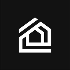 simple house and letter E logo concept vector icon