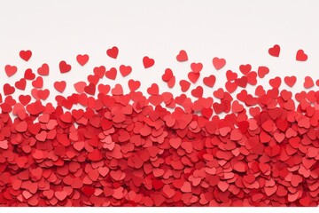  red hearts confettis on a white surface 