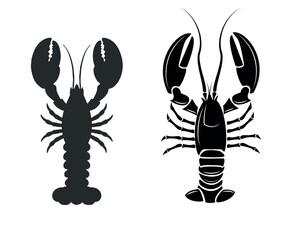 Silhouette of two large lobsters