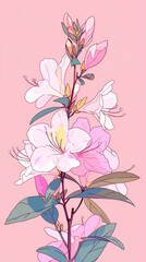 Fototapeta na wymiar Background with pink and yellow leaves. AI generated art illustration.
