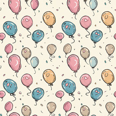 Birthday balloons seamless pattern