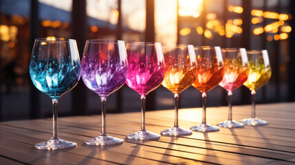 Colorful glasses in all shades of the rainbow.