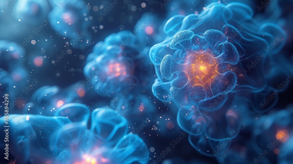 Poster intricate details of microscopic organisms showcasing vibrant colors and unique structures in a scie