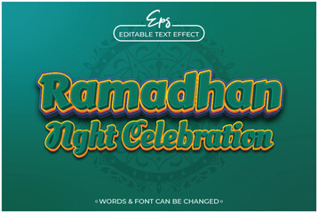Ramadhan night celebration editable text effect template
