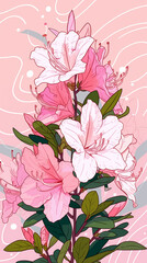 Background with pink and yellow leaves. AI generated art illustration.
