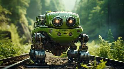 Little Green Robot in the Forest: Harmony of Technology and Nature