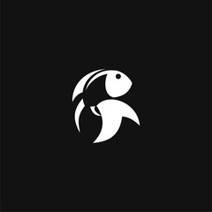 silhouette goldfish logo concept vector icon