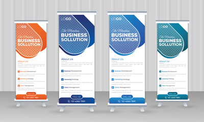 Modern Business Roll Up banner set, vector creative design, Professional Corporate x banner or sale banner template billboard of trendy flag banner or pull up banner, Standee template