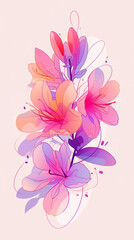 Fototapeta premium Background with pink and yellow leaves. AI generated art illustration.