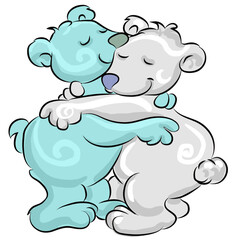 TWO POLAR BEARS HUGGING