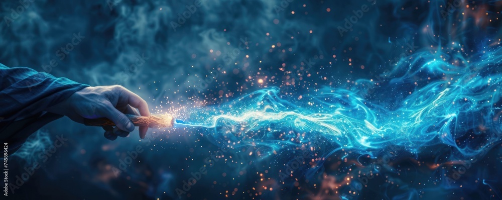 Canvas Prints cosmic spell. spectacular display of light and magic, where abstract explosions and glowing nebulae 