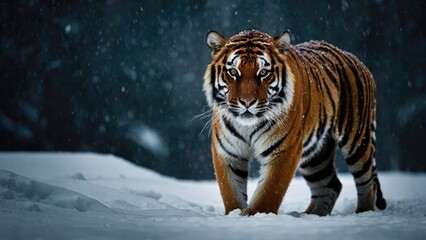 Tiger in Snowy Environment