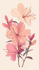 Background with pink and yellow leaves. AI generated art illustration.