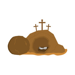 Tomb of Jesus icon. "Crucifix". Easter. Vector illustration on a white background.