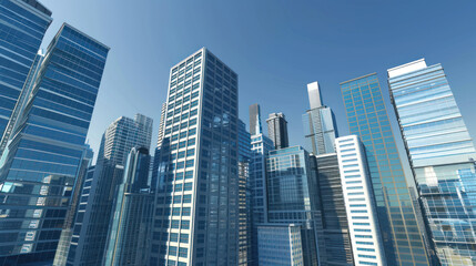Fototapeta na wymiar Skyscrapers in modern city, International corporations, Banks and office buildings.