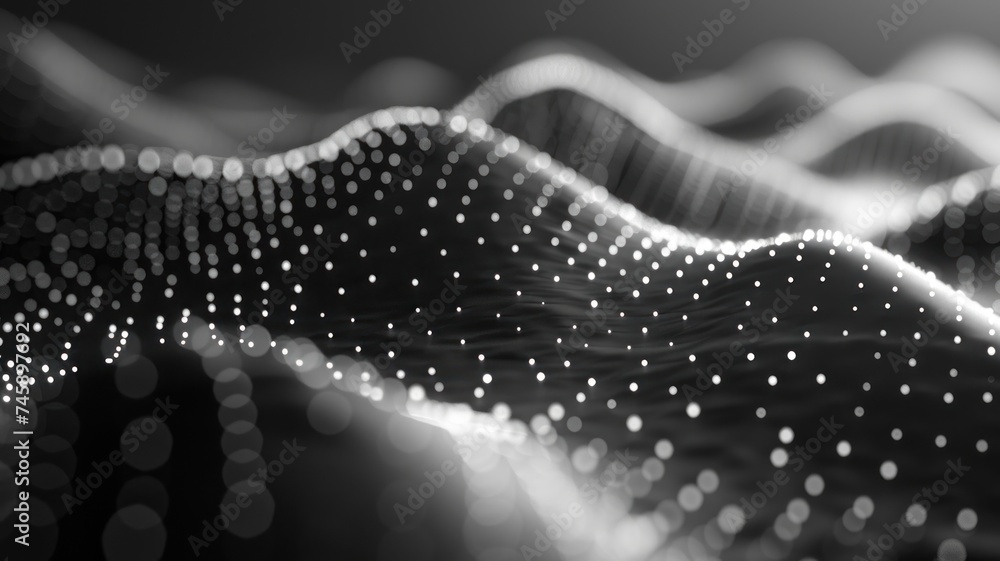 Poster black and white background with technological abstraction. a fusion of science and artistry. digital
