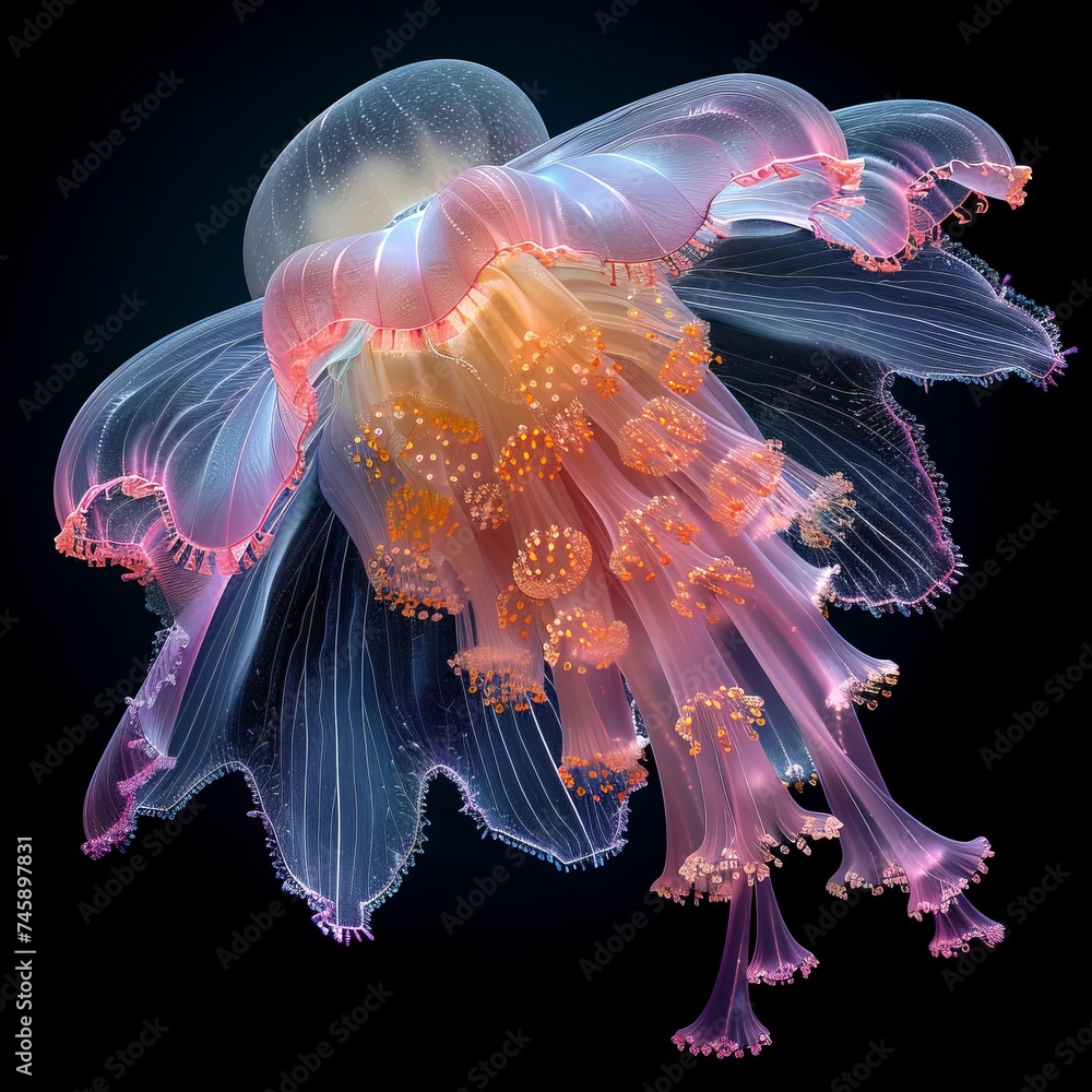 Wall mural background with jellyfish