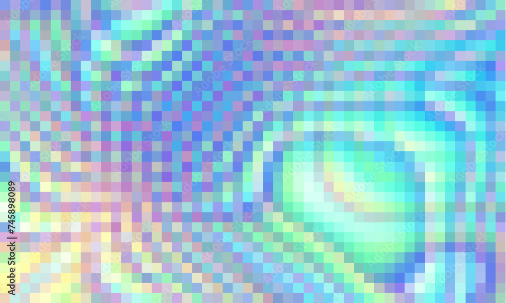 Poster trippy psychedelic colorful neon geometric shapes abstract background, pixelated vector pattern