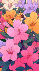 Background with pink and yellow leaves. AI generated art illustration.