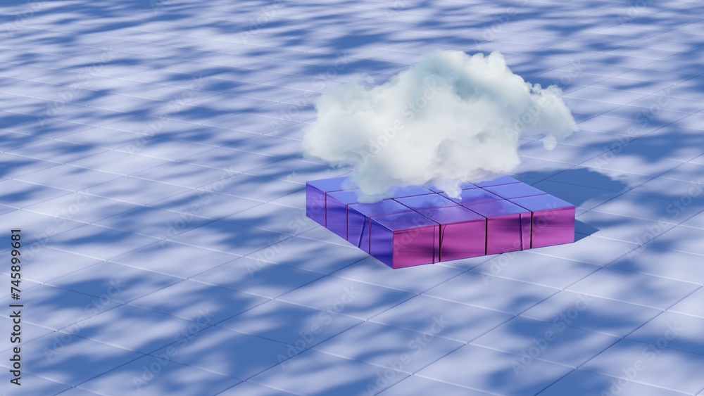 Aufkleber minimalistic depiction of a single cloud set against a pristine white background, offering a serene 