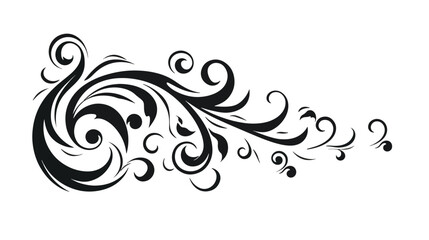Black Floral Calligraphic Design Element Vector 