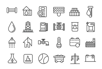 Set of oil and gas industry Icons. Simple line art style icons pack. Thin line web icon set.