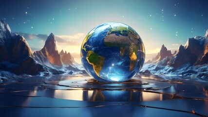 Abstract globe focusing on North America illustration. Ai generative