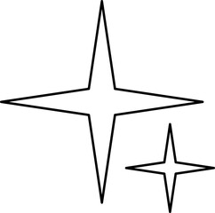 Obraz premium Minimalist line stars icon, twinkle star shape symbols. Minimalist silhouette stars icon set, twinkle shining star shape symbols, icons, elements. Modern geometric sparkle silhouettes sign vector.
