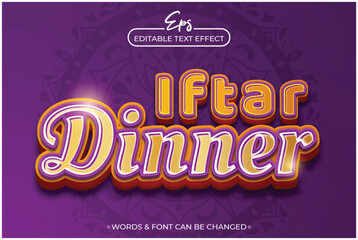 Iftar dinner editable text effect template