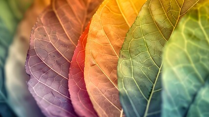 close up of autumn leaves. Multicolored fall leaves. Colorful autumn leaves. Macro leaf texture, digital ai