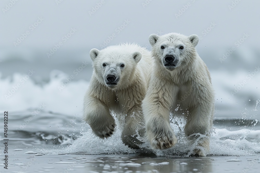 Poster Polar bears in the North Pole