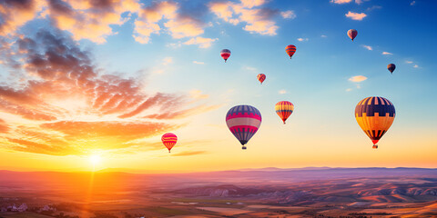 Landscape of fabulous kapadokya colorfl flying air generated ai