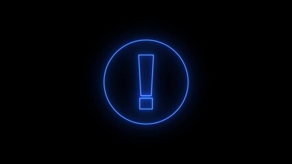 Abstract glowing neon exclamatory text icon animation