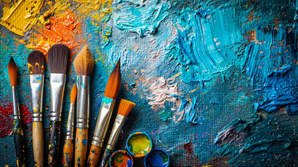 Fototapeta premium A creative workspace with art supplies