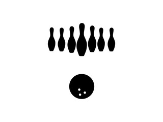 bowling pins and ball silhouette.