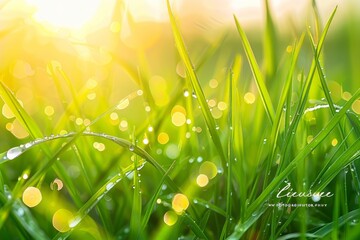Close Up of Grass With Water Drops