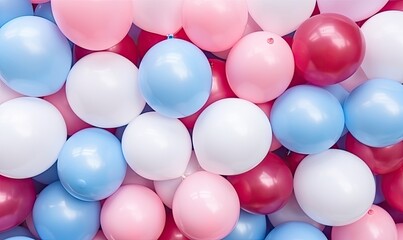 Fototapeta na wymiar Assorted Blue, Pink, and White Balloons