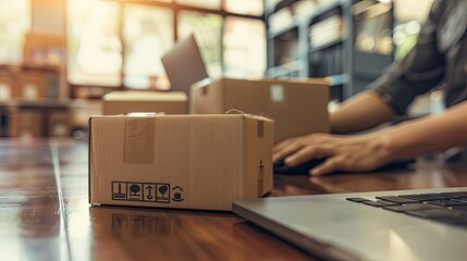 SME business online concept. shopping online. checking order, packing, sent to customer