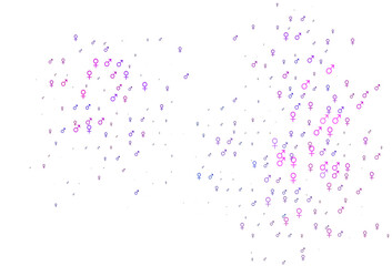 Light pink, blue vector pattern with gender elements.