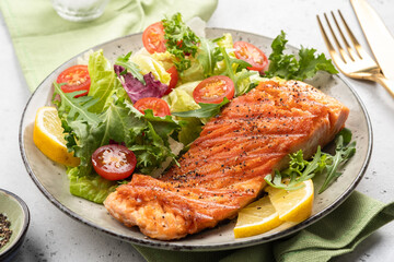 Grilled salmon and fresh salad