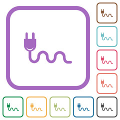 Socket plug and cable solid simple icons