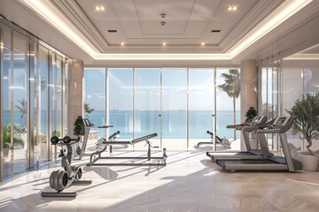 Modern Gym Overlooking the Ocean