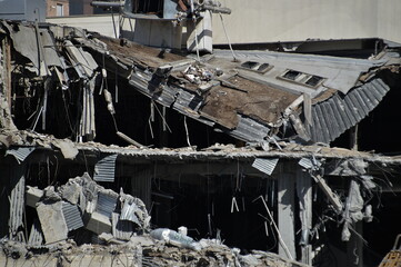 demolition work of great building that looks like a earthquake damage