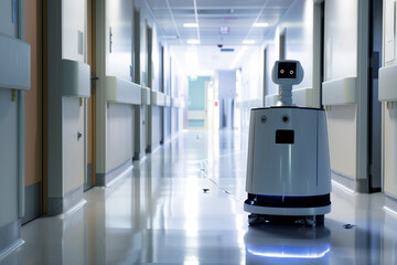 autonomous robot sanitizing hospital corridors
