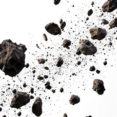 black volcanic stones isolated on white background with clipping path and copy space