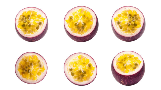 Banana Passion Fruit Isolated on Transparent Background for Vibrant Digital Art: Juicy, Fresh, and Colorful Top View PNG Illustration Adds Refreshment to Summer Dessert and Healthy Nut