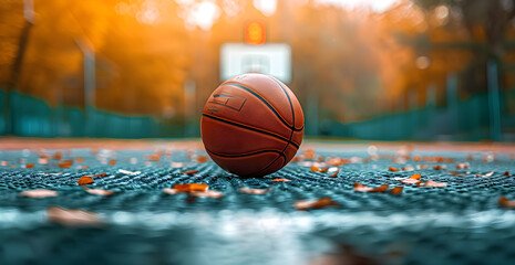 photo of Close Up of Basketball Ball and Basketball Court Drum Outdoor